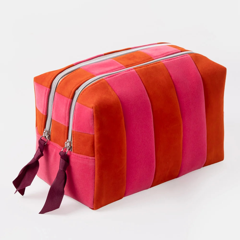 Orange &amp; Pink Stripe Large Travel Washbag