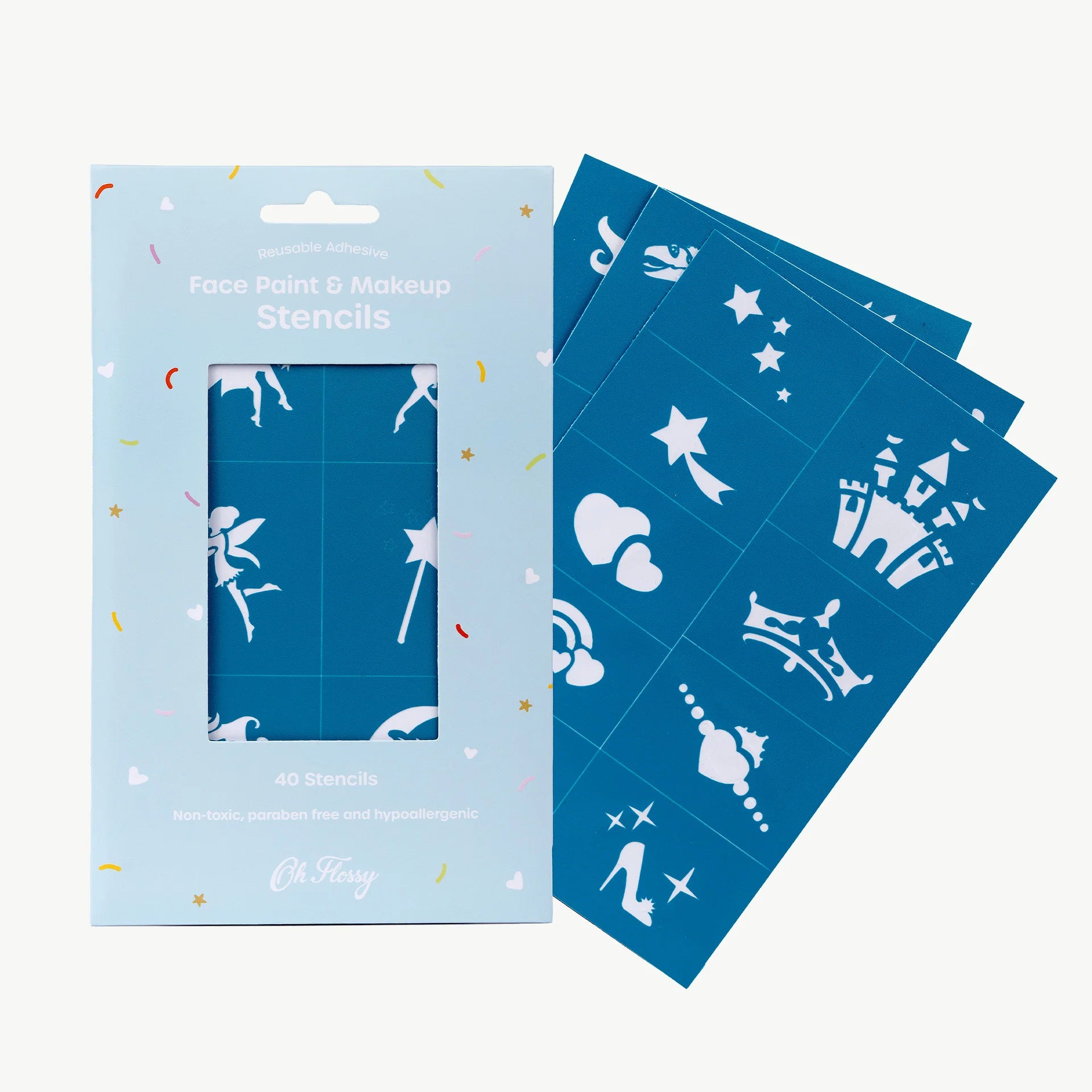 Reusable Adhesive Face Paint &amp; Makeup Stencils - Teal