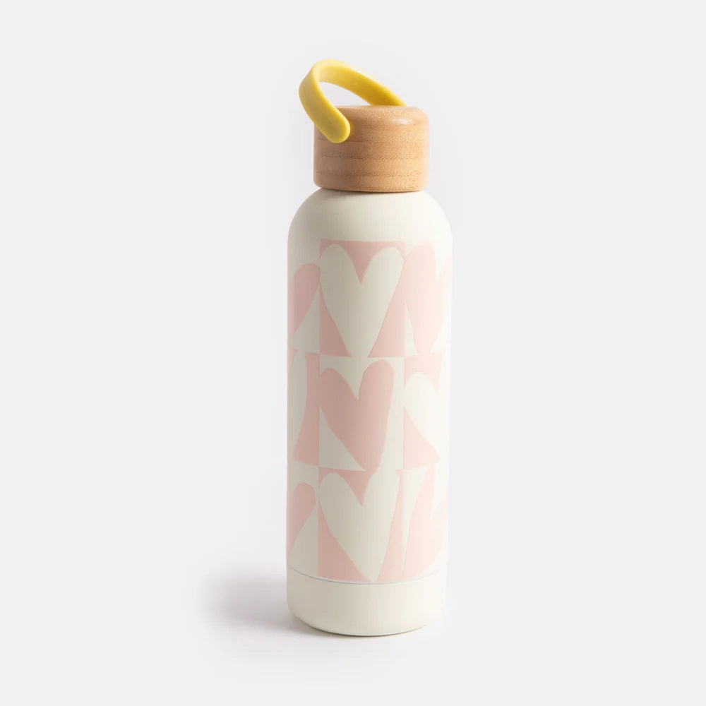 Pink Checkmate Heart Metal Water Bottle 500ml | Bookazine HK