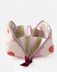 Pink Flower Flat Lay Cosmetic Bag