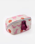 Pink Flower Flat Lay Cosmetic Bag