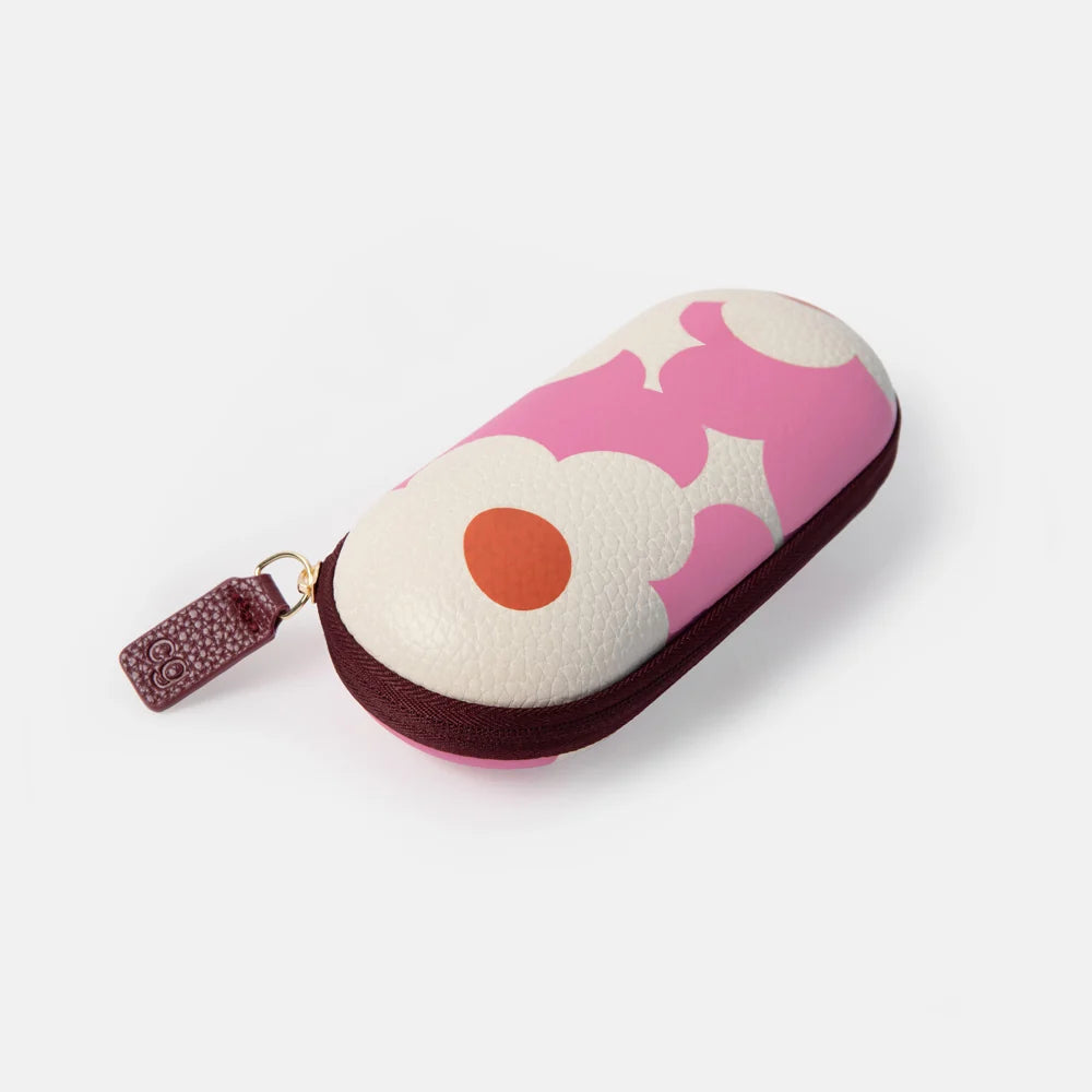 Pink Flower Zip Around Glasses Case
