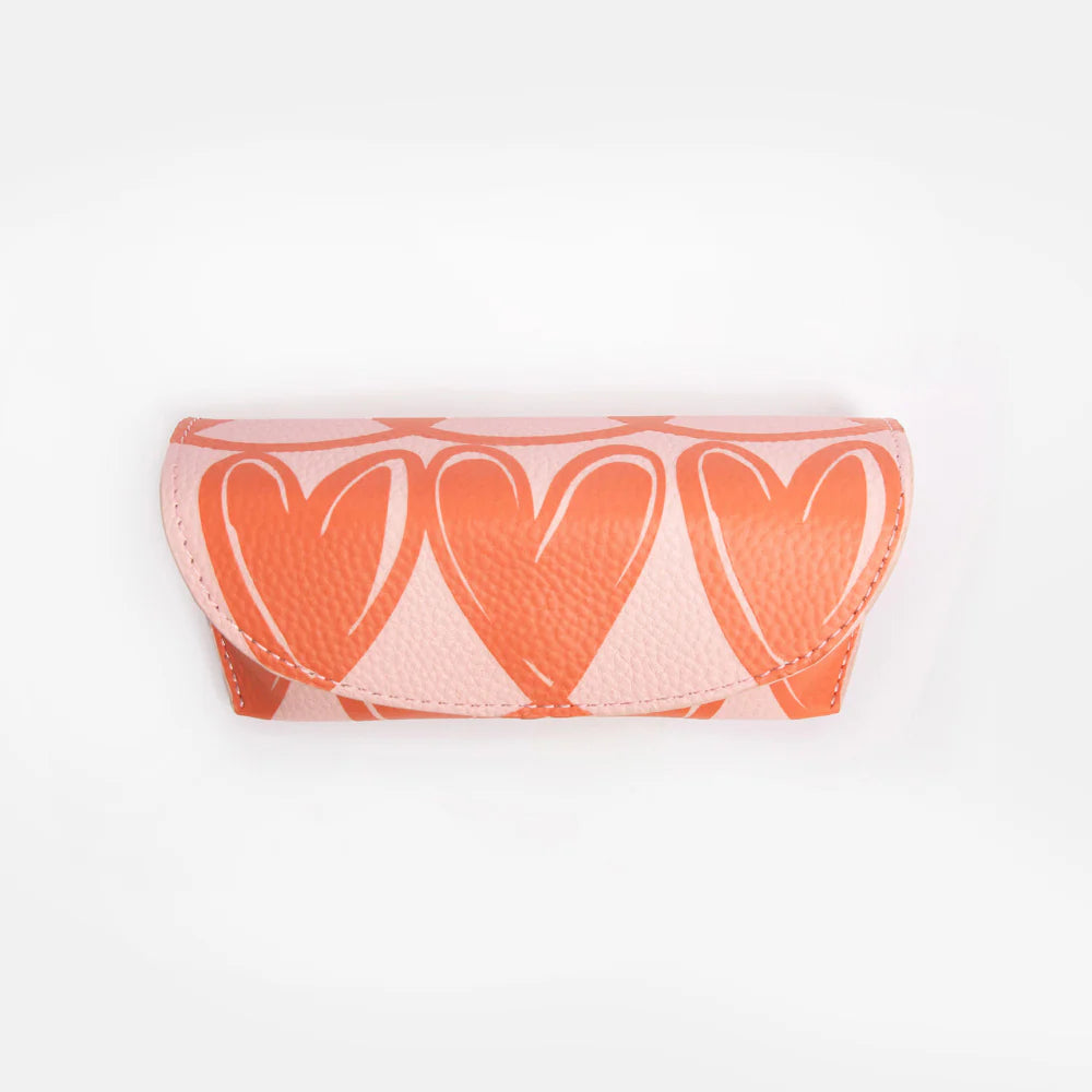 Pink &amp; Orange Looped Hearts Flap Glasses Case | Bookazine HK