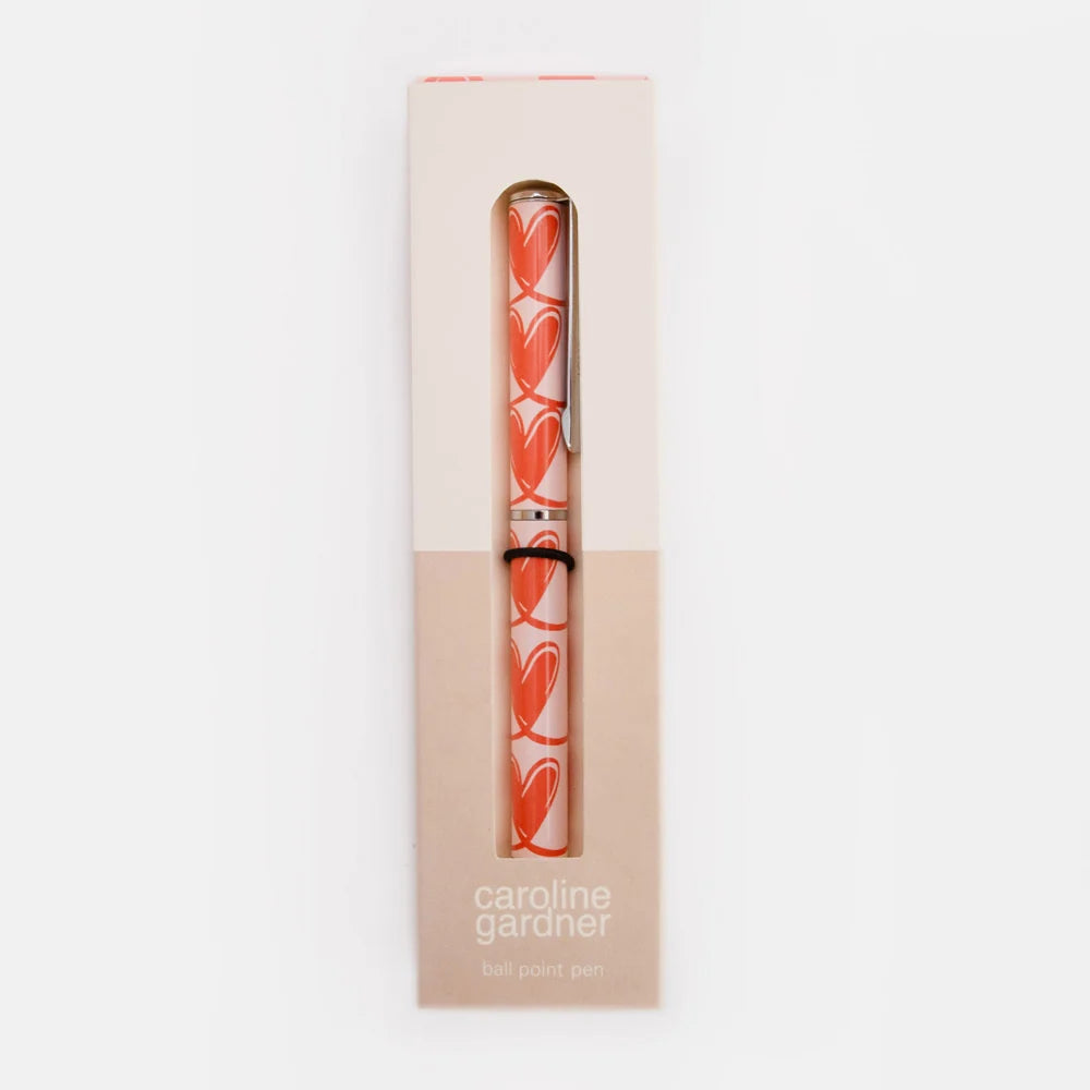 Pink &amp; Orange Looped Hearts Boxed Pen