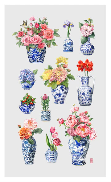 Porcelain & Flower Tea Towel | Bookazine HK