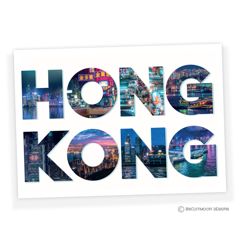 Hong Kong Photo Type Blue Postcard | Bookazine HK