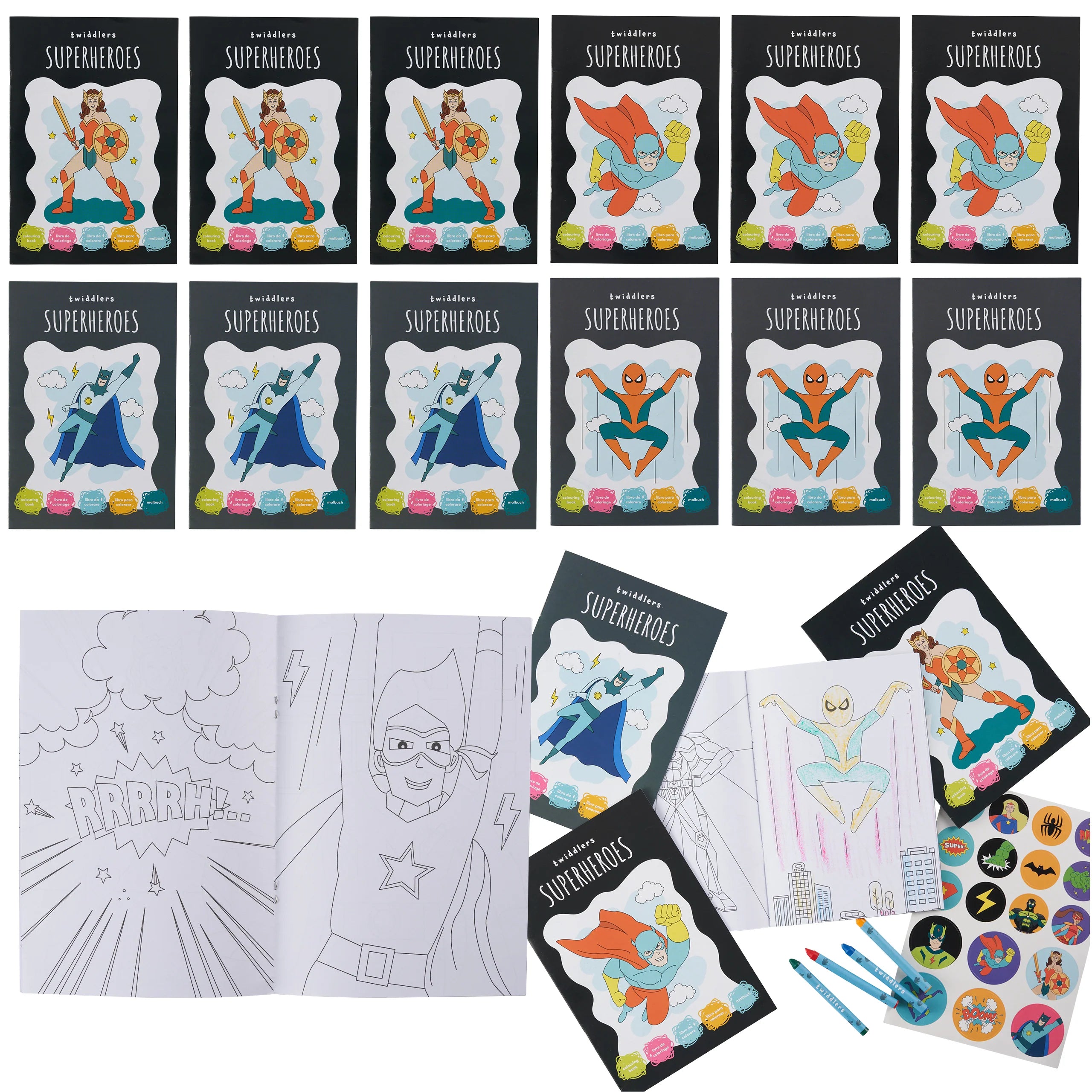 Superhero Colouring Book With Stickers & Crayons  | Bookazine HK