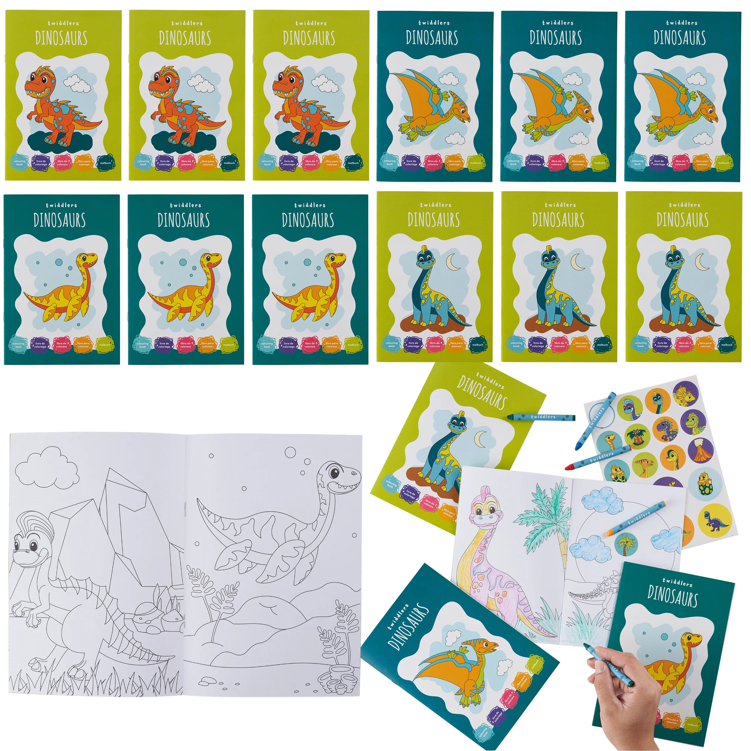 Dinosaur Colouring Book With Stickers & Crayons  | Bookazine HK