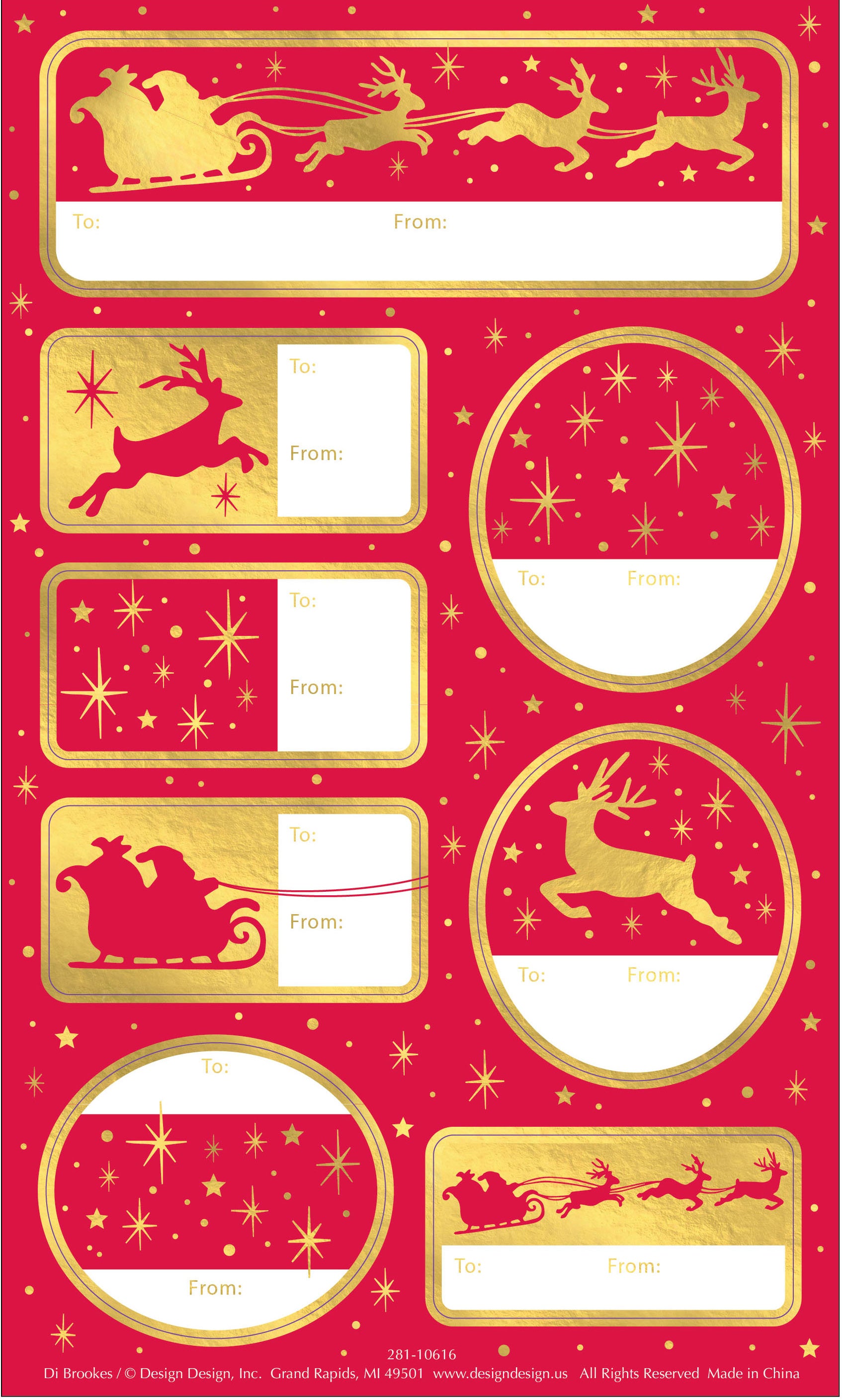 Christmas Santa Over The Moon Gift Labels Pack Of 64 | Bookazine HK