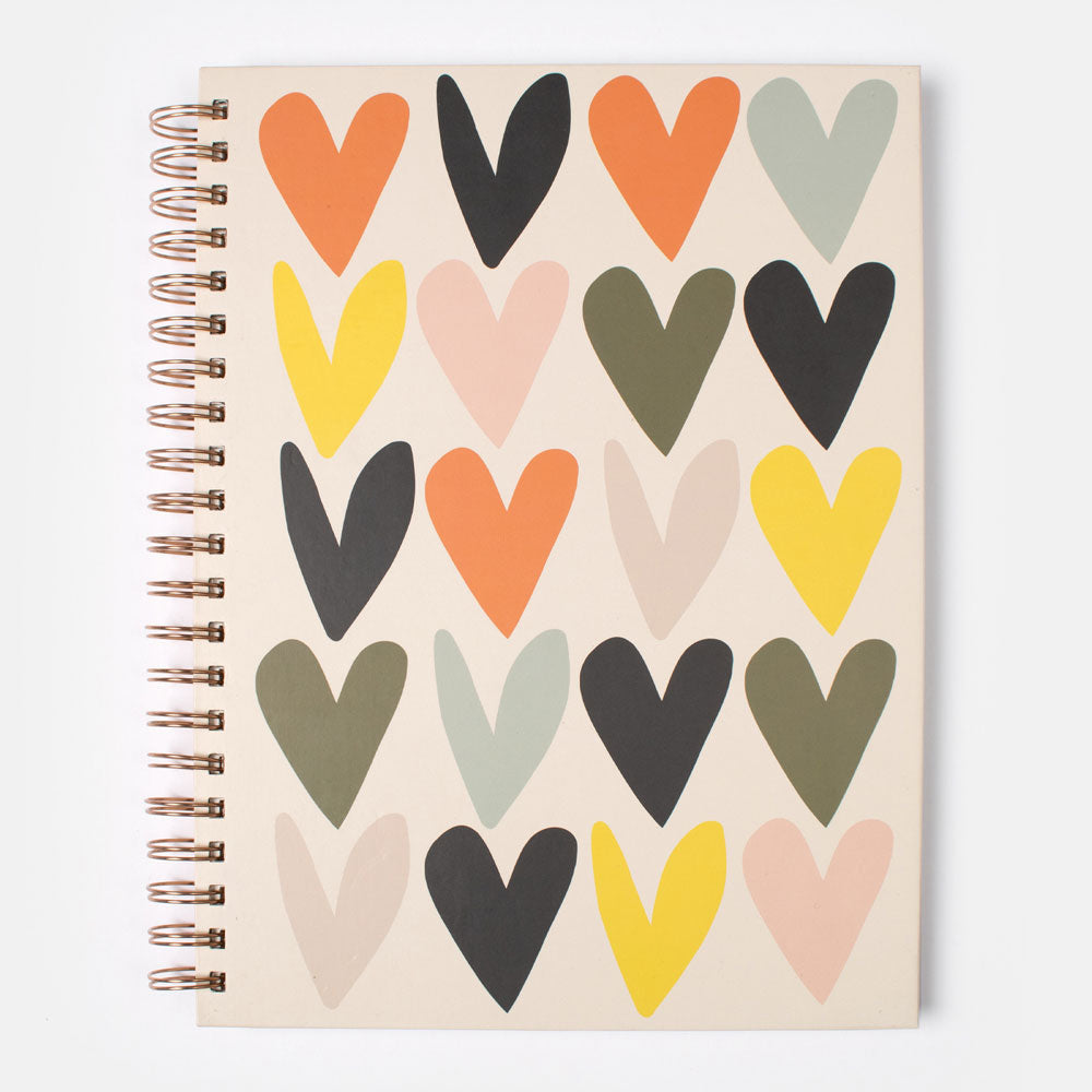 Multi Hearts A4 Spiral Hardback Notebook | Bookazine HK