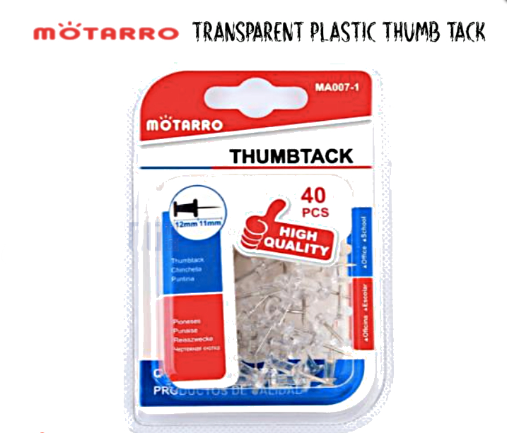 Motarro Plastic Thumb Tack 12 + 11mm 40s Trans | Bookazine HK
