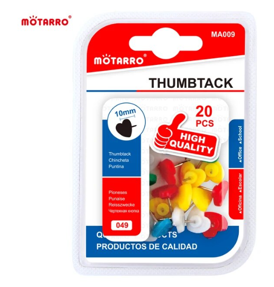 Motarro Plastic Thumb Tack 10mm 20&#39;s Heart | Bookazine HK
