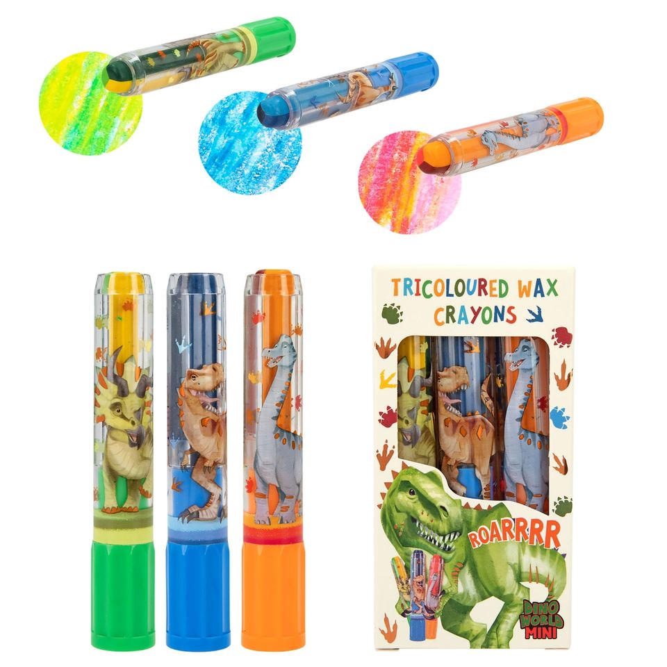 Mini Dino Tricolor Crayon Set | Bookazine HK