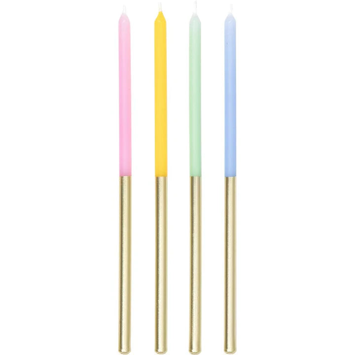Tall Pastel Gold Metallic Birthday Candles Pack of 12 | Bookazine HK