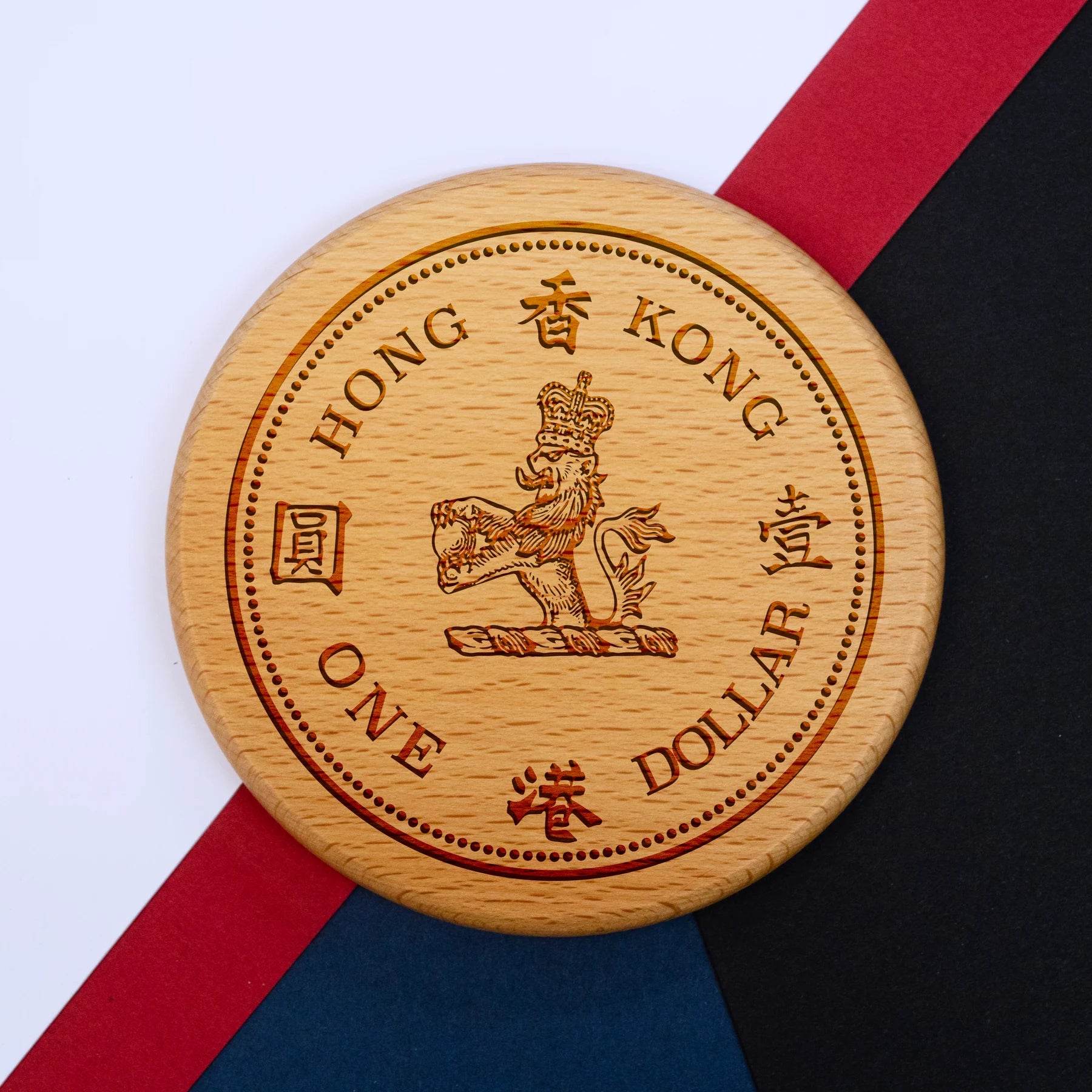 Hong Kong One Dollar Coaster Beech Wood | Bookazine HK
