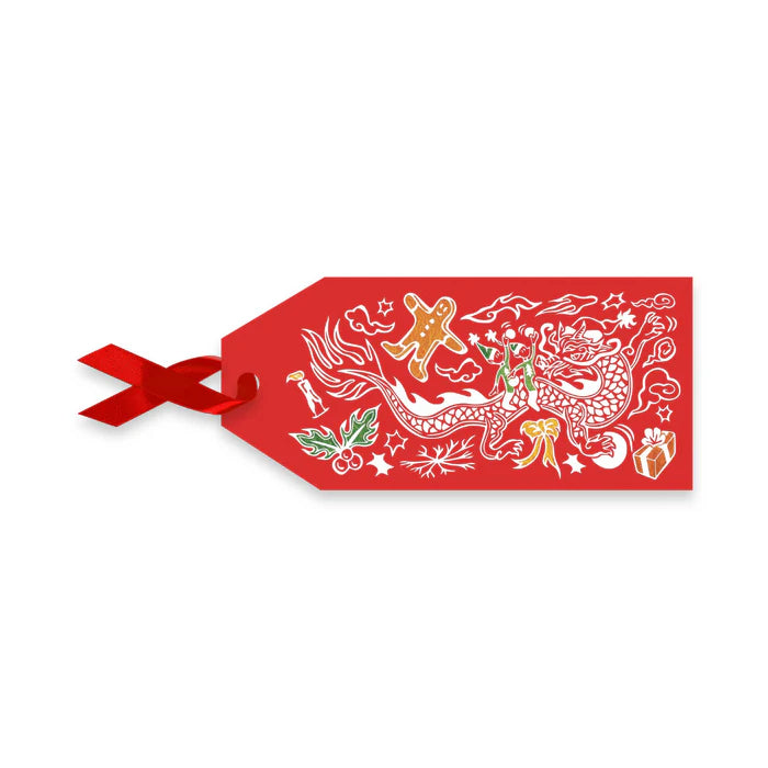 Red Festive Dragon Christmas Gift Tag | Bookazine HK