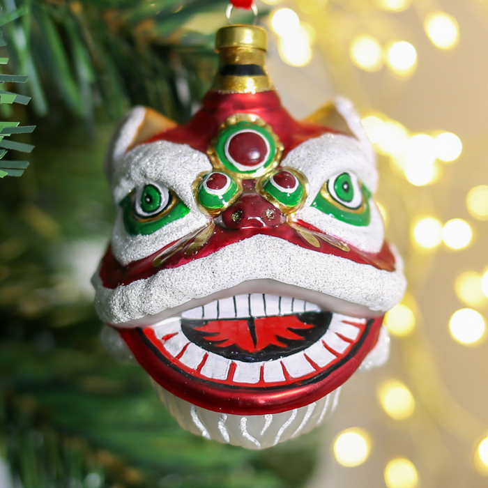 Hand Painted Glass Red Lion Head Ornament | Bookazine HK