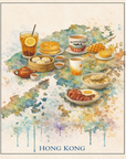 Watercolor Hong Kong Gourmet Map A6 Postcard | Bookazine HK