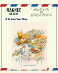 Watercolor Hong Kong Gourmet Map Ceramic Fridge Magnet | Bookazine HK