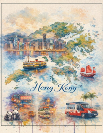 Watercolor Hong Kong Transit Map A6 Postcard | Bookazine HK