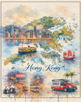 Watercolor Hong Kong Transit Map A6 Postcard | Bookazine HK