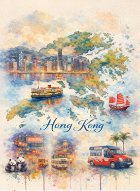 Watercolor Hong Kong Transit Map Ceramic Fridge Magnet | Bookazine HK