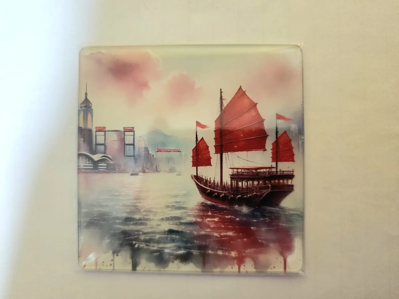 Water Color Red Sail Junk Acrylic Magnet | Bookazine HK