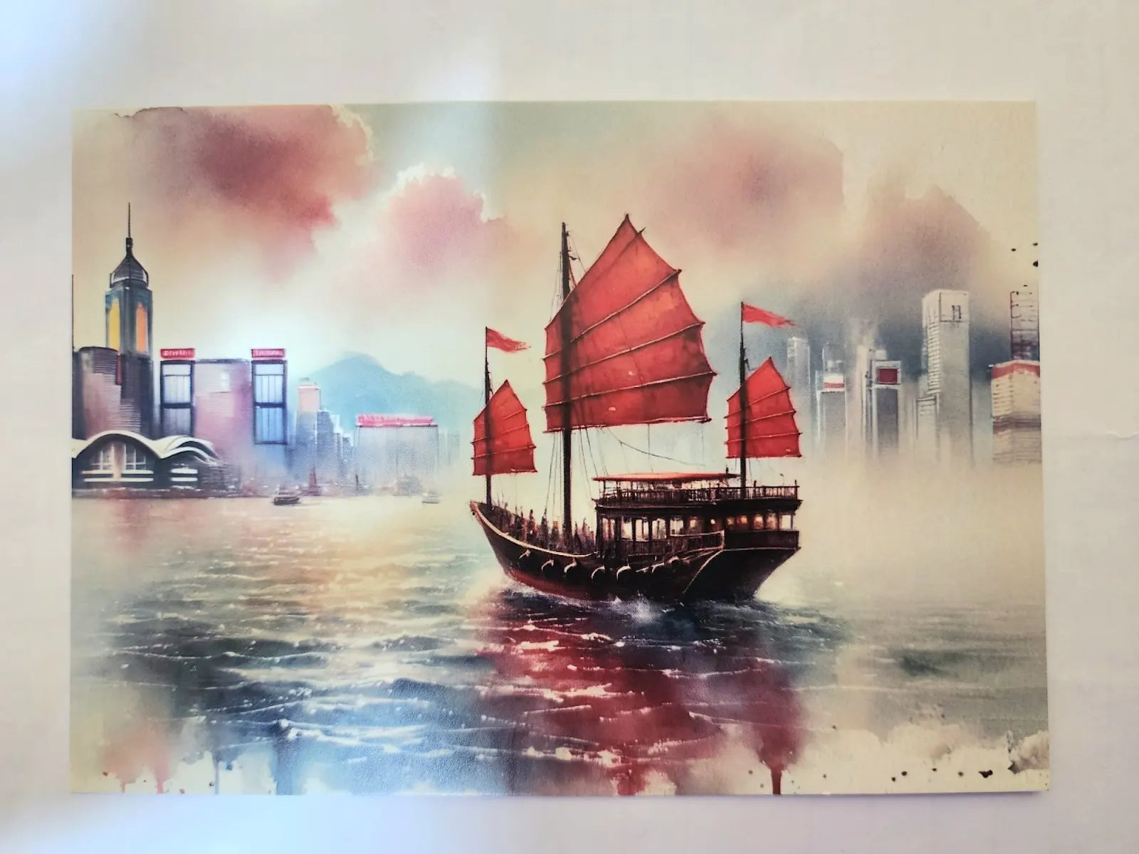 Water Color Red Sail Junk A6 Postcard | Bookazine HK