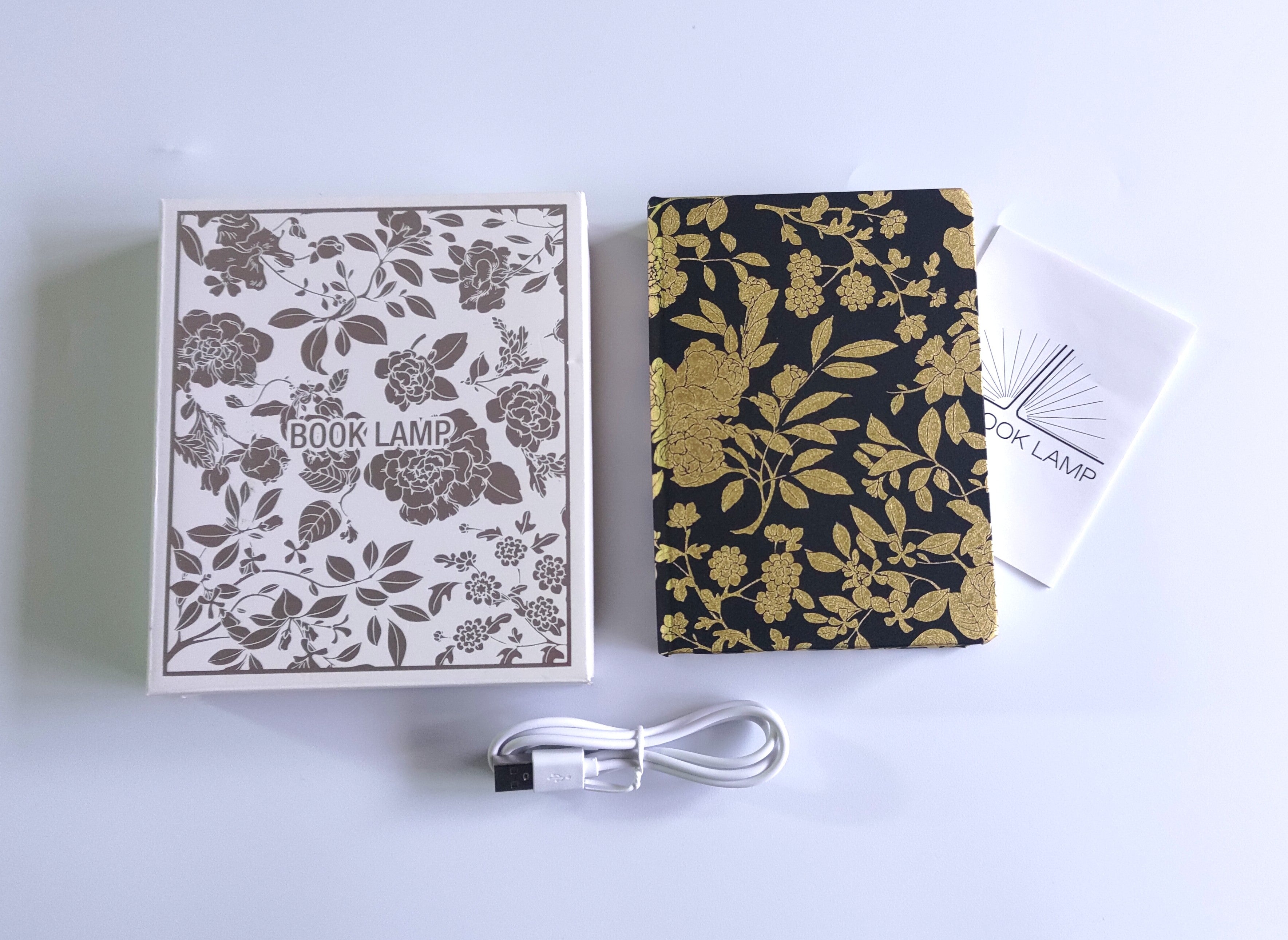 Gold Print Flower Book Lamp