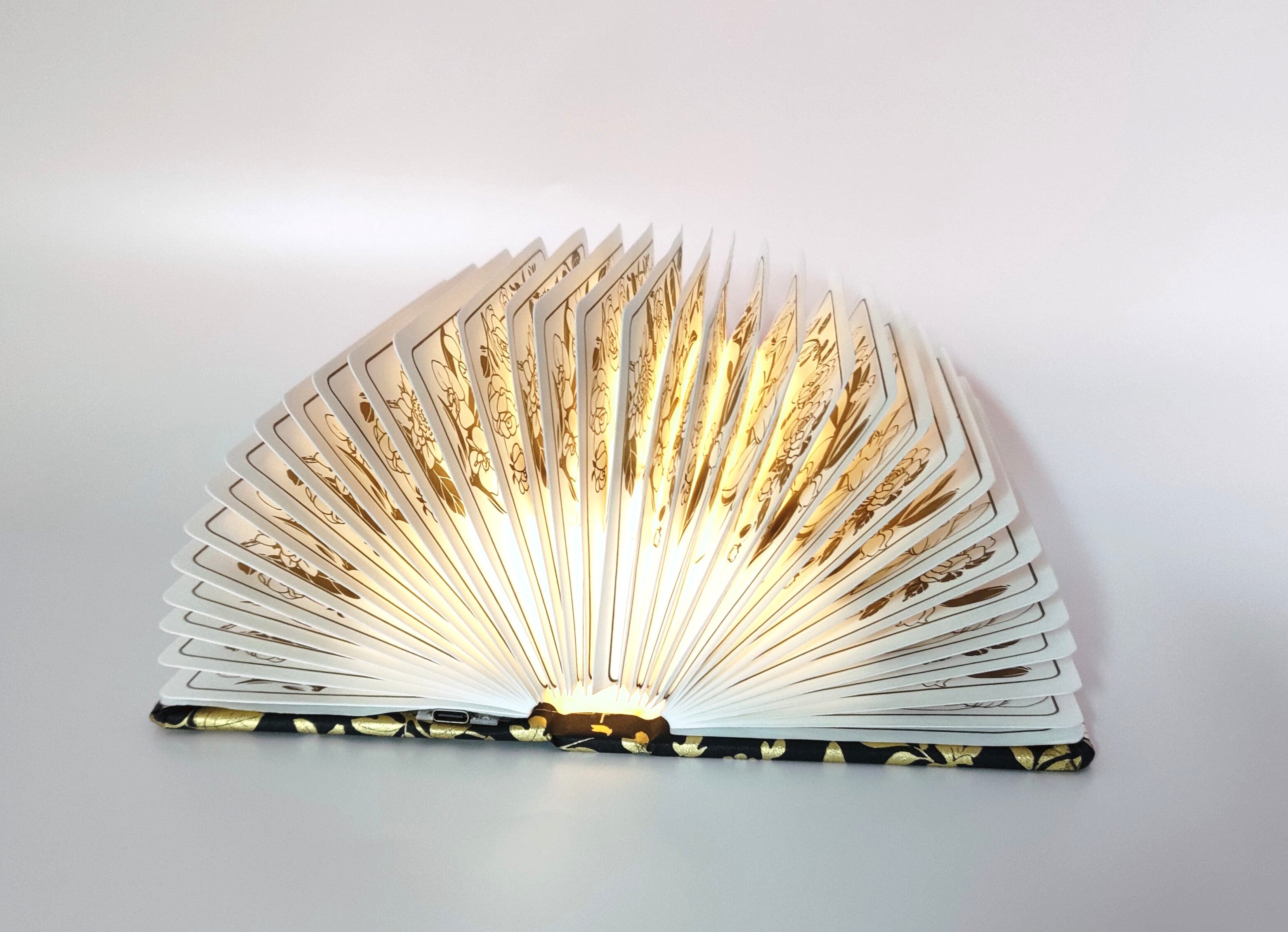 Gold Print Flower Book Lamp