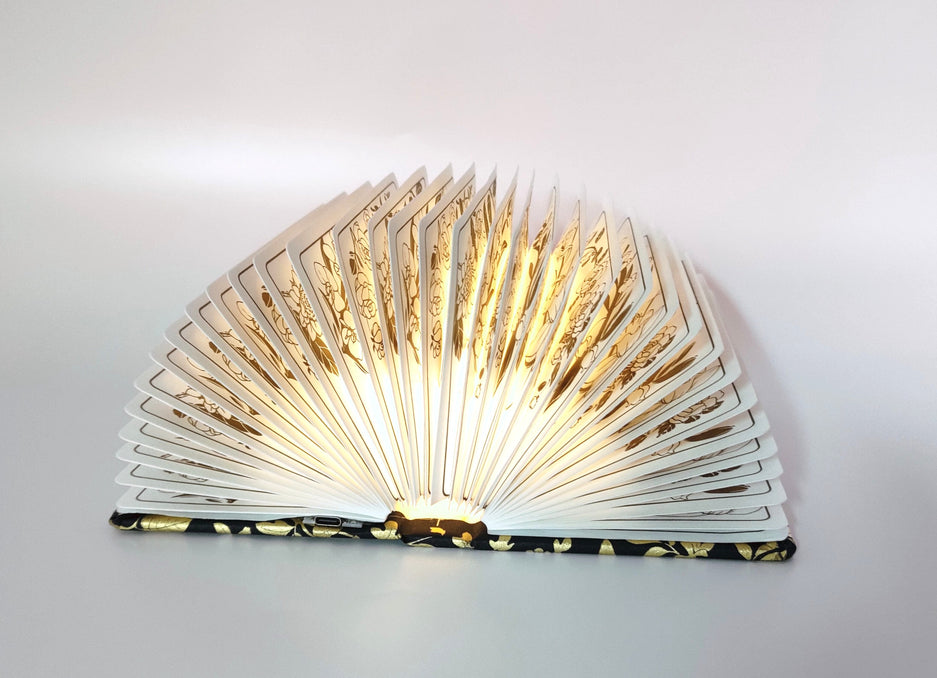 Gold Print Flower Book Lamp