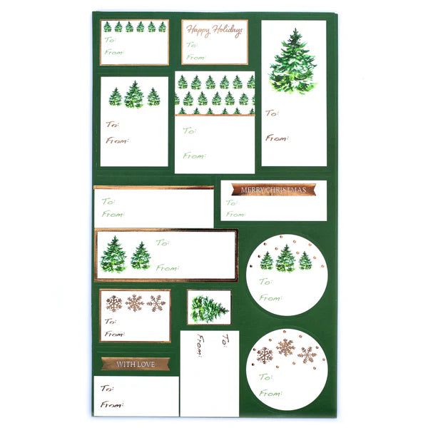 Green Trees Holiday Gift Labels Pack of 13 | Bookazine HK