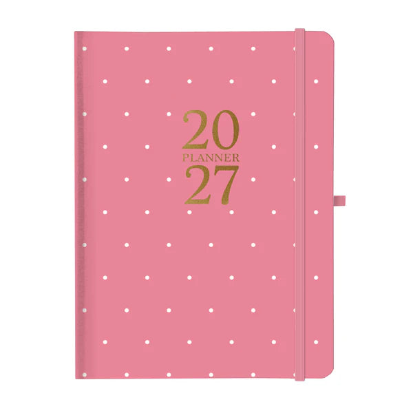 Pink Dots Case Bound Planner 2027