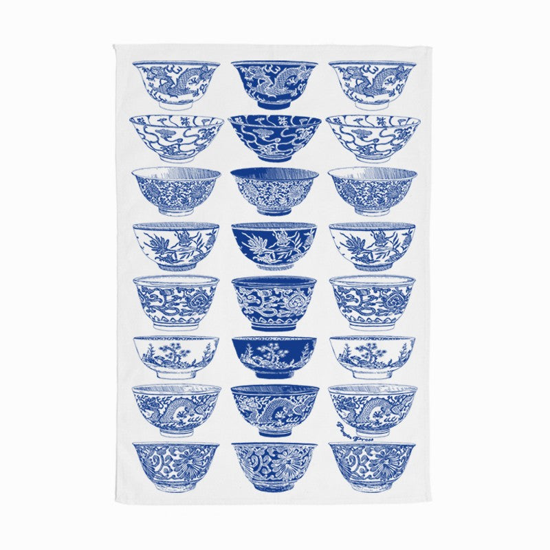 Blue Porcelain Bowls Tea Towel | Bookazine HK