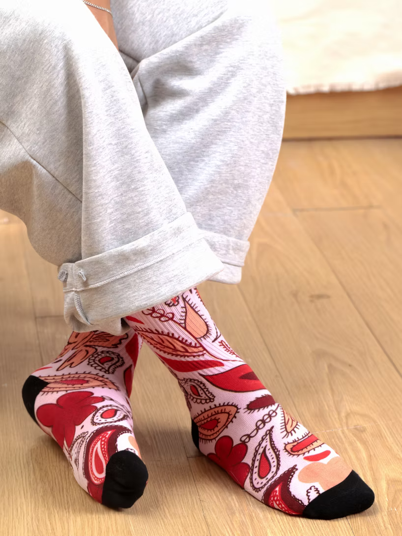 Pink And Red Floral Socks | Bookazine HK
