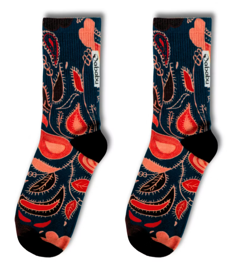 Blue And Tangerine Floral Socks | Bookazine HK