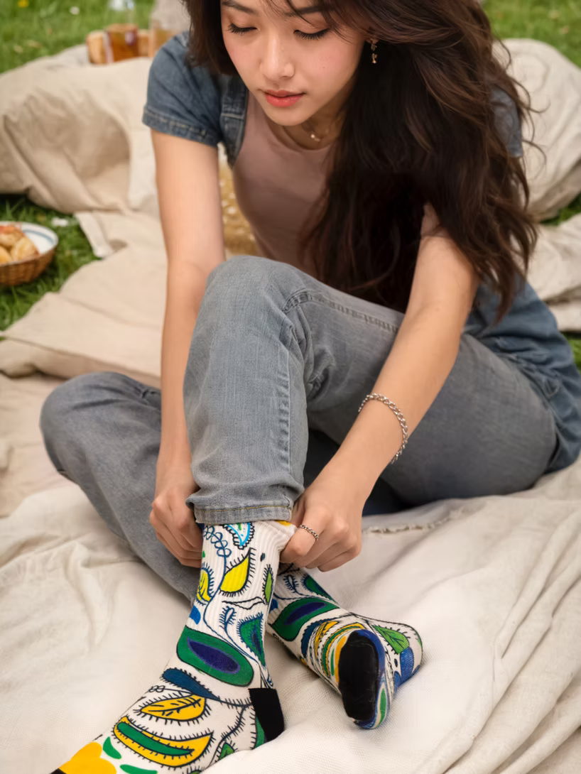 Yellow And Blue Floral Socks | Bookazine HK