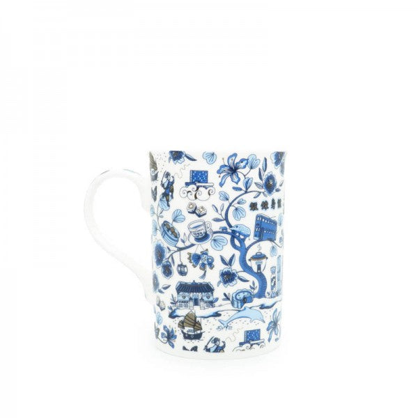 HK Toile Mug - Blue &amp; Gold | Bookazine HK