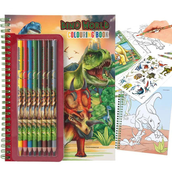 Dino World Colouring Book with Coloured Pencils | Bookazine HK