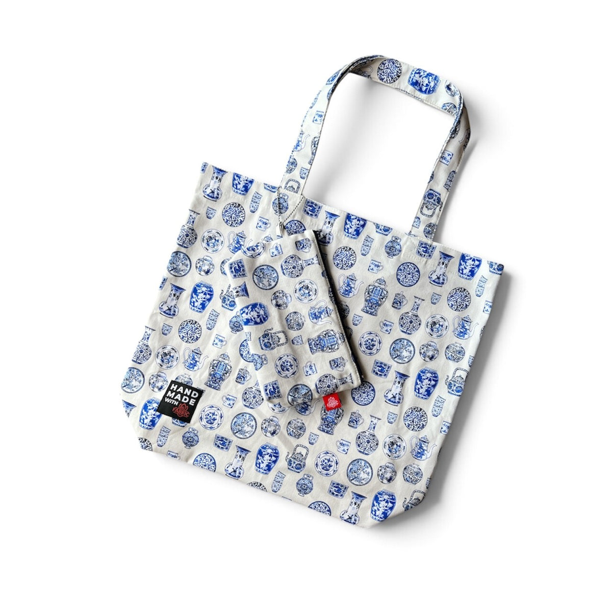 Canvas Bag With Pouch - Porcelain