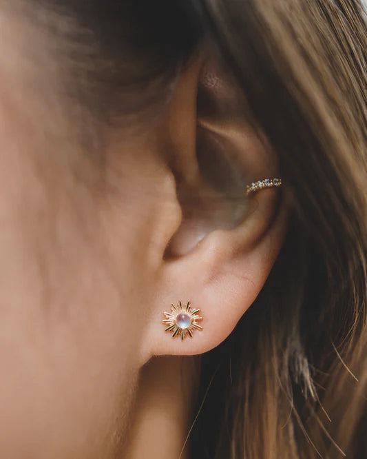 Circle Sunburst Stud Earrings Gold | Bookazine HK