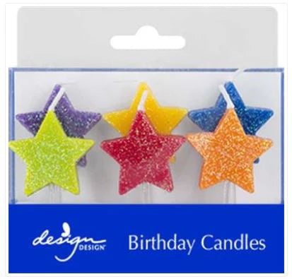 Colorful Glitter Star Candles Pack of 6 | Bookazine HK
