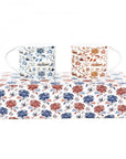 Toile Festive Mug Set of 2 (Red and Blue)