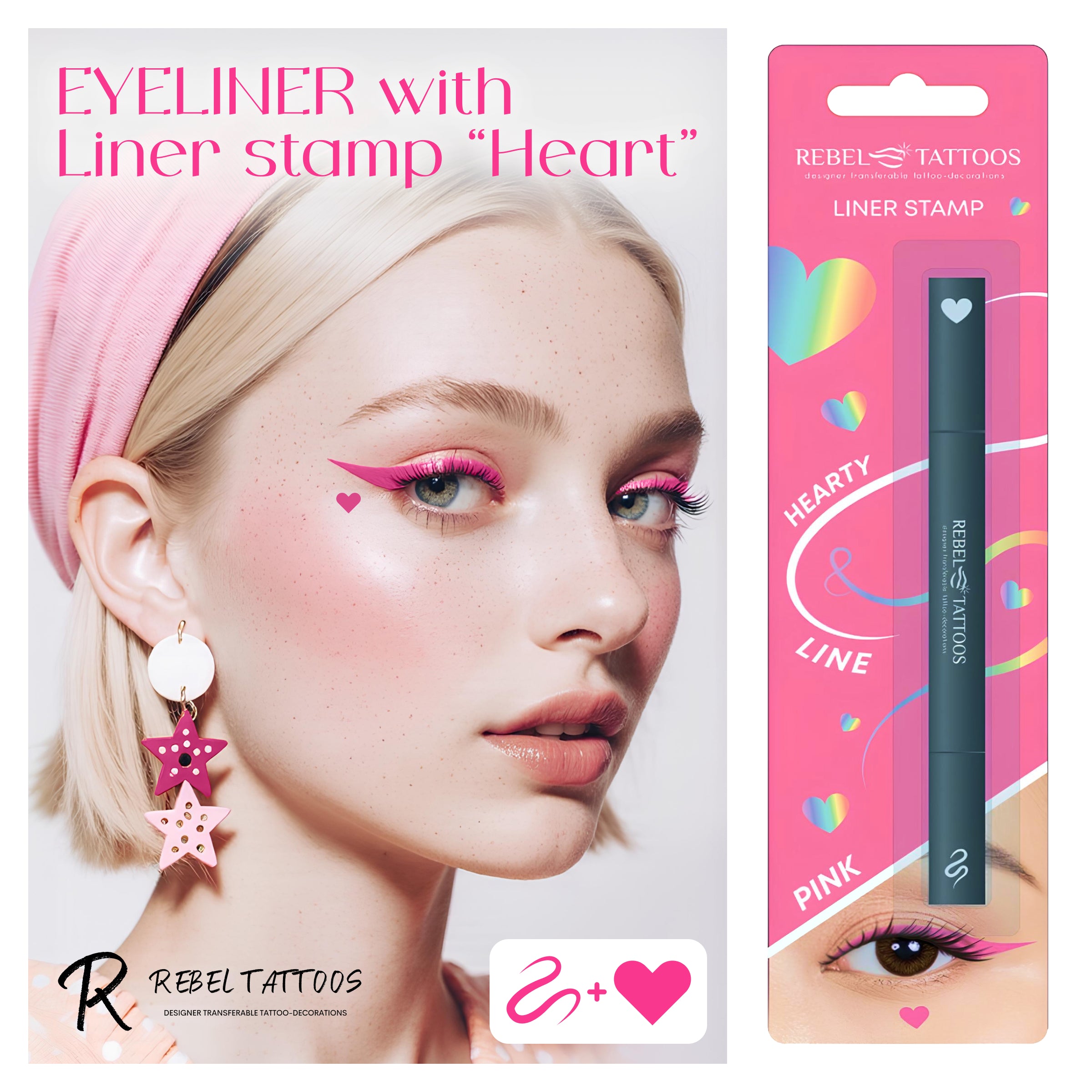 Pink Heart Eye Liner Stamp