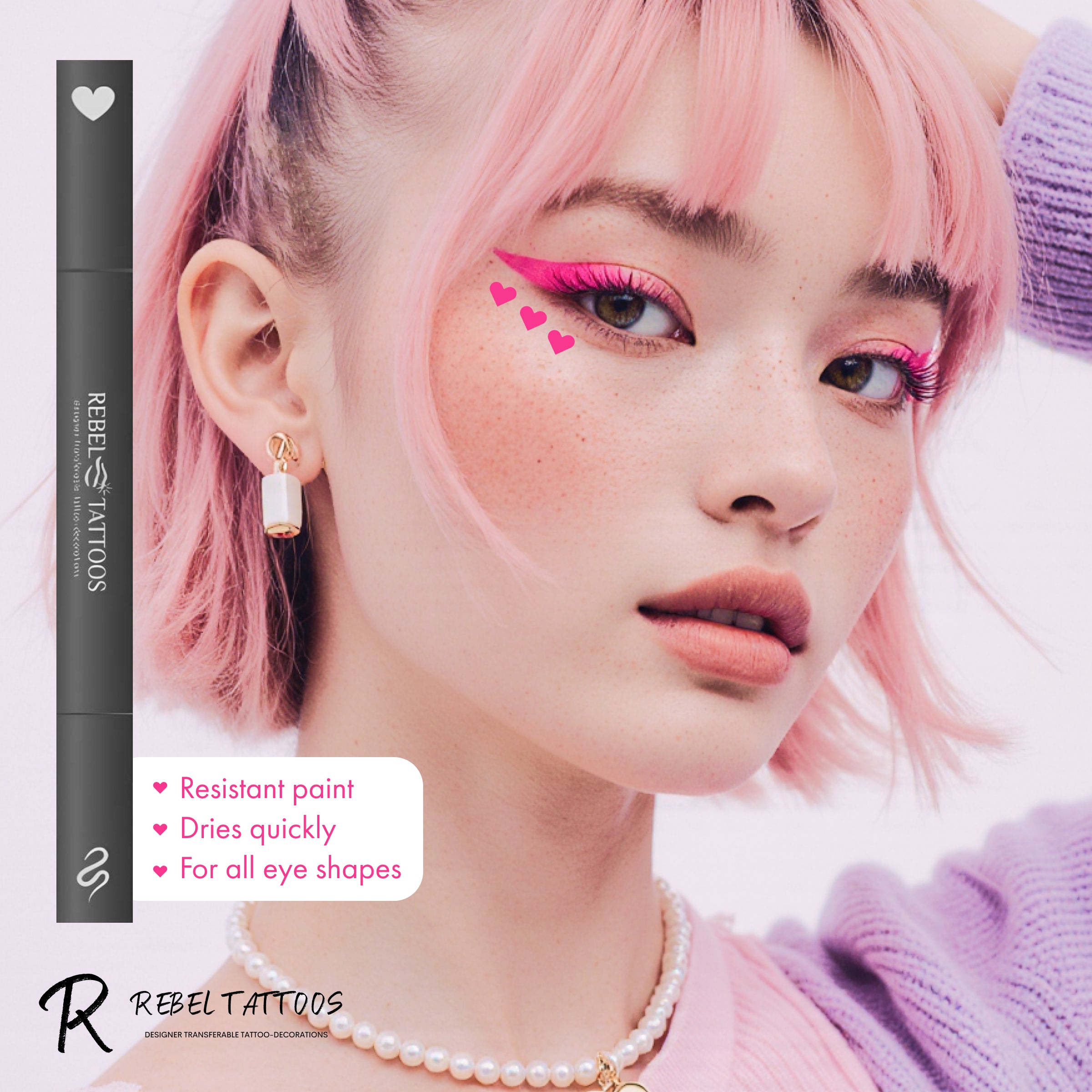 Pink Heart Eye Liner Stamp