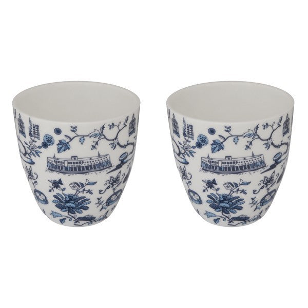Hong Kong Toile East-Meets-West Cups Blue Set of 2 | Bookazine HK