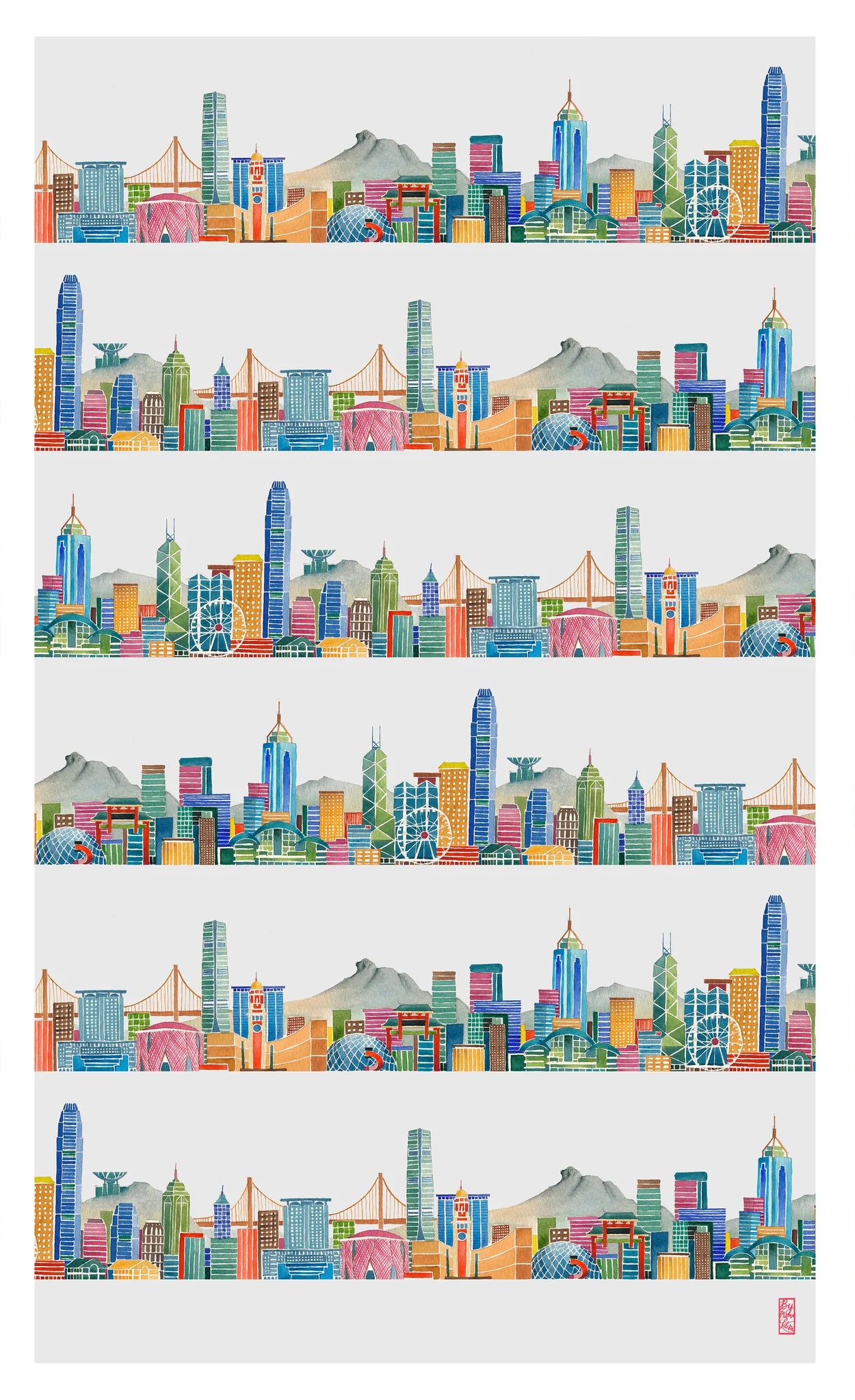 Colorful Skyline Tea Towel  | Bookazine HK