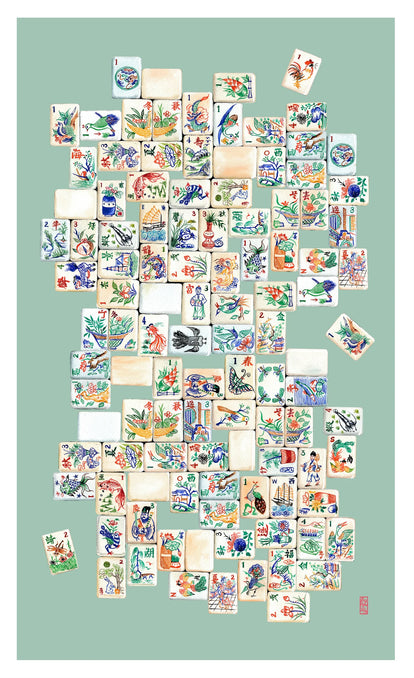 Vintage Mahjong Tea Towel | Bookazine HK