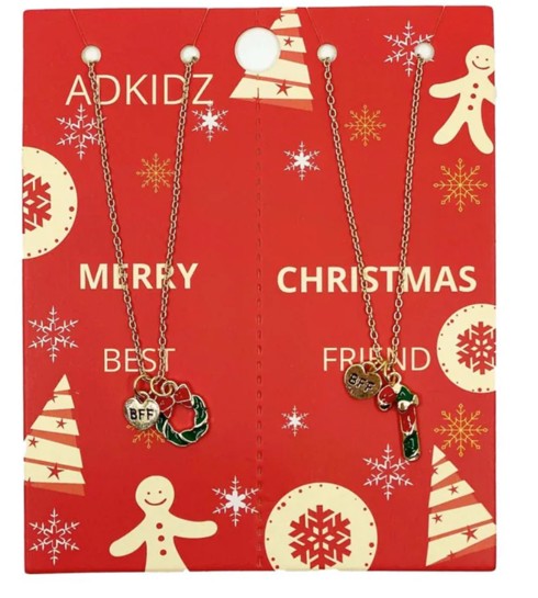 BFF Christmas Holly & Candy Cane Necklace  | Bookazine HK