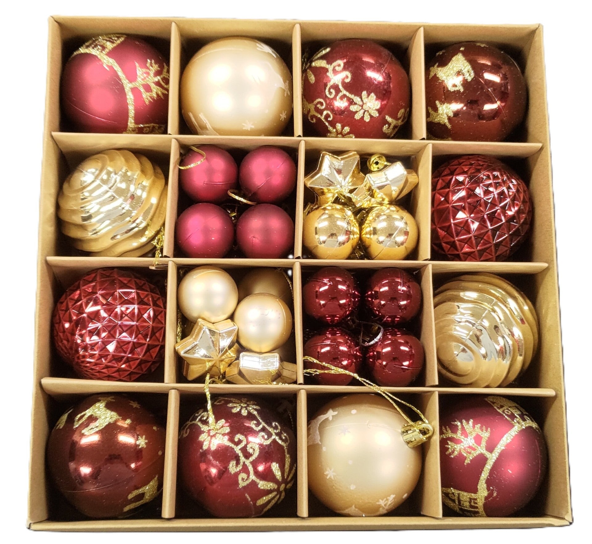 Christmas Tree Baubles Maroon Set 44Pcs | Bookazine HK